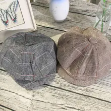 Мужская хлопчатобумажная полосатая кепка газетчика, плоская шляпа, берет для вождения, летняя солнцезащитная Кепка