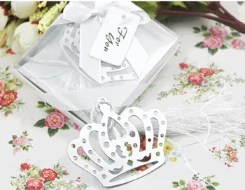 

2018 NEW ARRIVAL100 PCS/LOT Crown Bookmark in Elegant White Box Wedding Favor Baby Shower Gifts Free Shipping