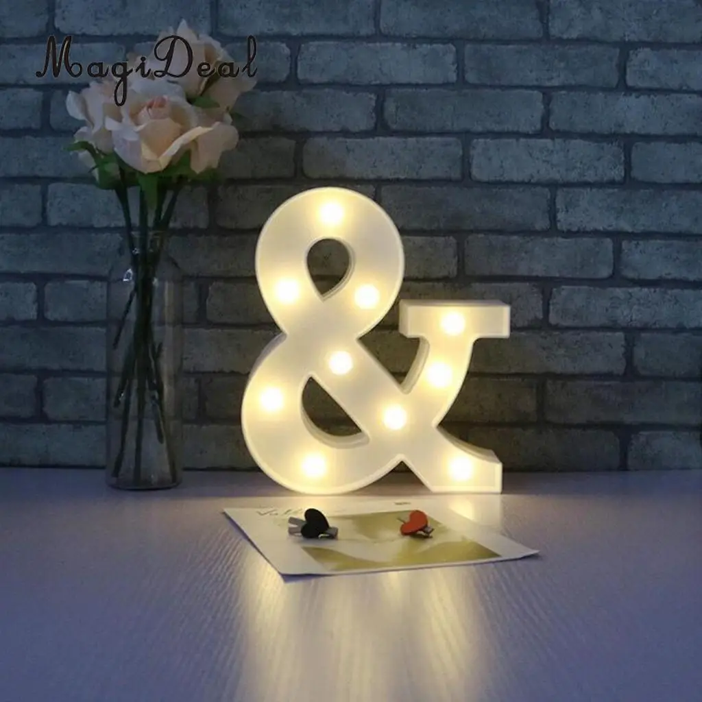 MagiDeal  LED Light Up Alphabet Letter Lights Plastic Letters Standing Hanging Sign Home Office DIY Decor	