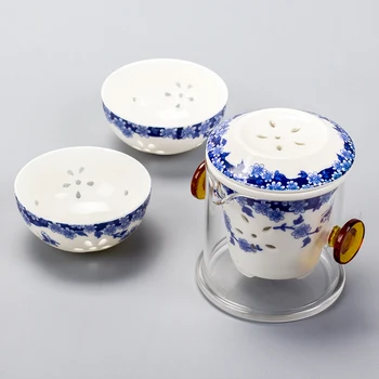 

Creative Travel Tea Pot Portable Tea Set 1 Teapot 2 Teacups Chinese Ceramic Kung Fu porcelain teacup & saucer sets D032