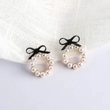 Классический бант акриловые Женские Симпатичные серьги-гвоздики Девушка Бабочка с жемчужиной серьги-гвоздики модные ювелирные изделия женские аксессуары серьги розовый