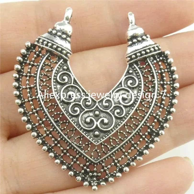 

Free shipping 17366 6PCS Tibetan Silver Hollow Love Heart Filigree Pendant Connector
