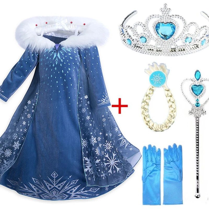 

New Snow Queen Elsa Cosplay Costume Princess Dresses for Girls Birthday Party Dress Kids Girl Dress Christmas Elsa Set