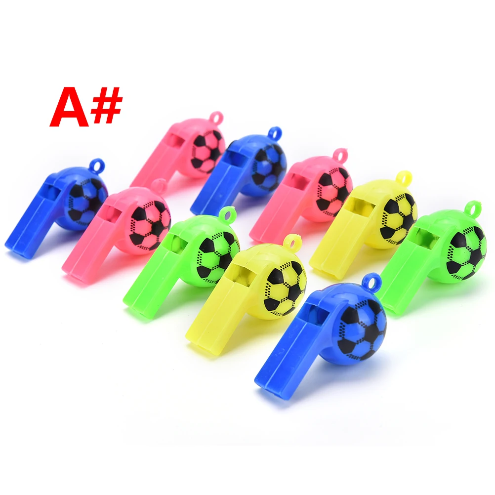 10 قطع مضحك كرة القدم صافرة يبتسم وجه طفل المشجعين التشجيع الأطفال بالجملة عشوائية اللون