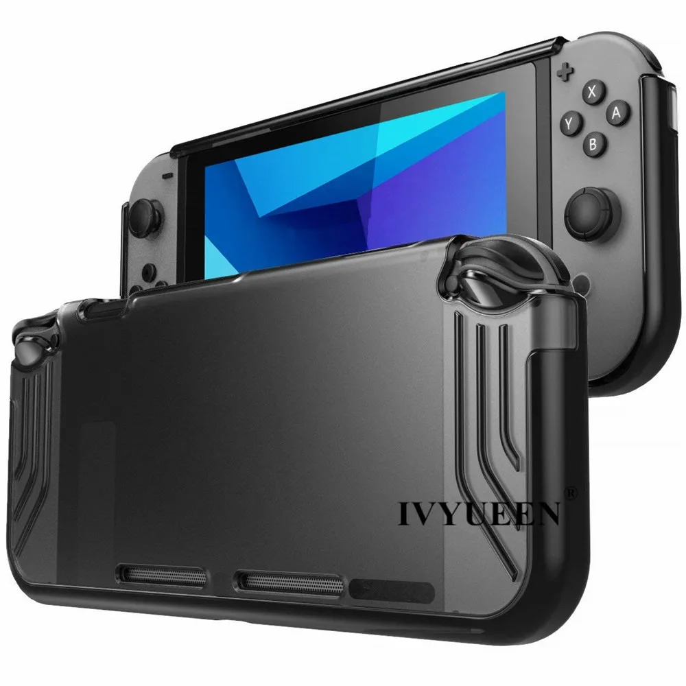 Чехол IVYUEEN для Nintendo Switch Console Premium Тонкий прозрачный гибридный защитный чехол из ТПУ для игровой оболочки-черный/зеленый/фиолетовый