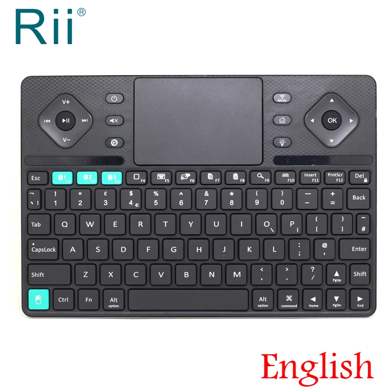 [Free Shipping] 2017 Rii K16 Dual Mode (Bluetooth/2.4G) Multimedia Wireless Keyboard+TouchPad+Blacklit UK Version