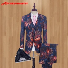 Сценическая одежда Slim Fit Жених смокинги мужские костюмы мужской костюм мужские свадебные костюмы для мужчин Пром смокинг(куртка+ жилет+ брюки