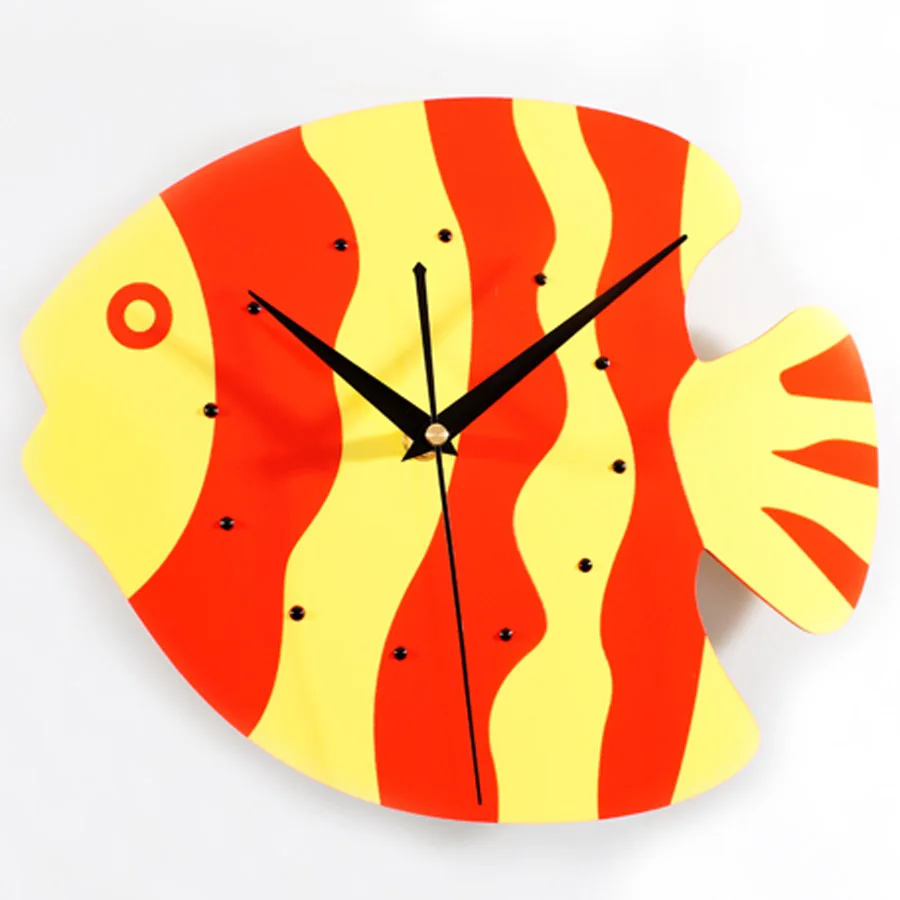 Cartoon Wall Clock Simple Modern Design Kids Clocks Acrylic Cute Little Fish Wall Watch Home