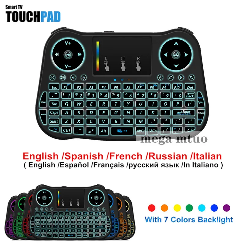 

MT08 Mini keyboard with 7 backlits and multi-languages, 2.4Ghz wireless keyboard for Android smart TV and Windows computer