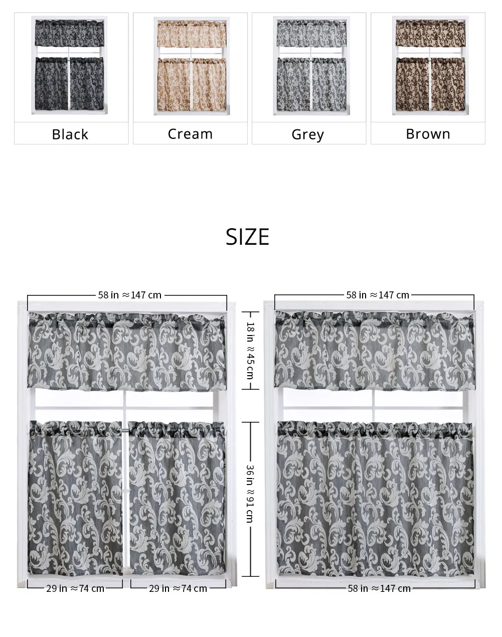 TL-SMT301_NAPEARL Short Leaves Jacquard Drops Semi Shade Curtains For Kitchen Windows European Design Fabric Rod Pocket Drapery All Match (1)