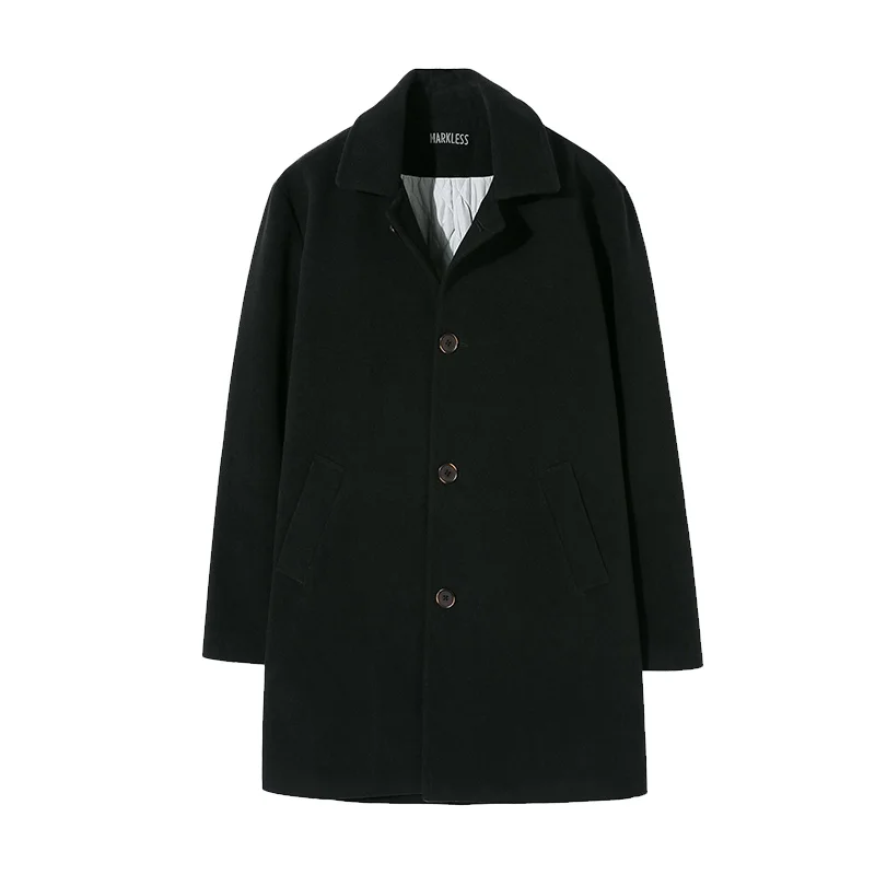 Мужская длинная теплая куртка и пальто от Markless jaqueta masculina, зимнее толстое пальто для мужчин chaqueta hombre WTA8157M - Цвет: black