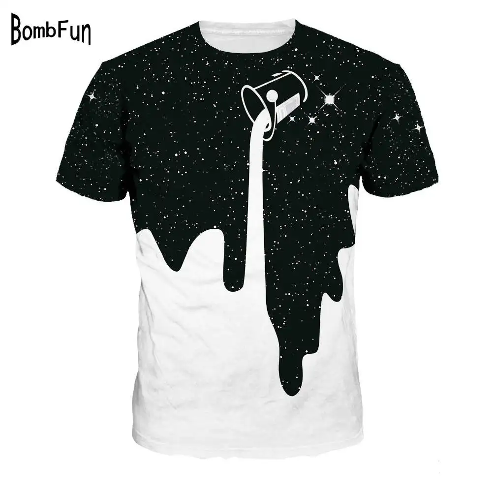 BombFun New Men/Women 3d Print T shirt Spilled Milk Space Galaxy Tops ...