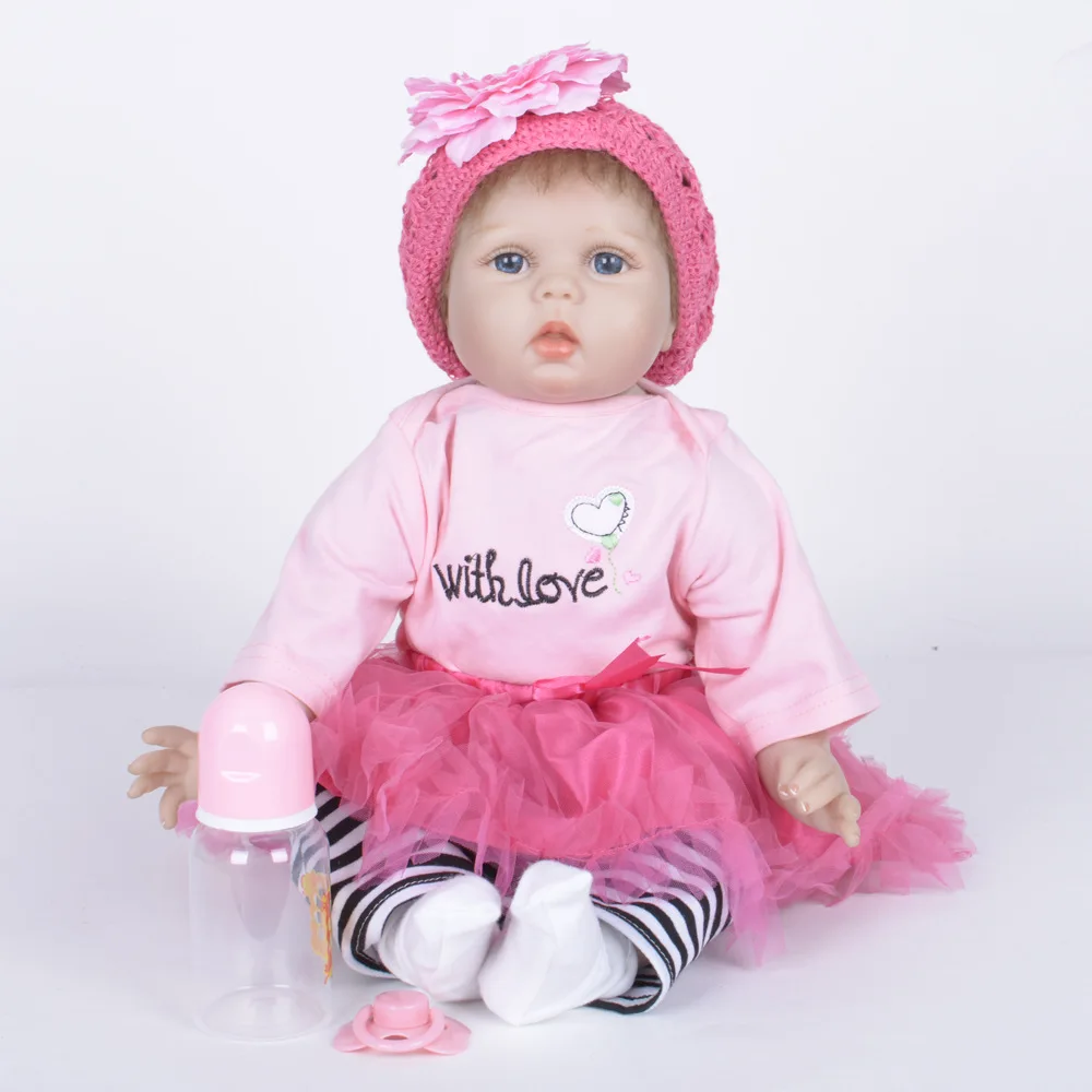 

55cm Lifelike Newborn Girl Doll Silicone Soft Realistic Reborn Baby Dolls with Cloth Body Toy for Children Birthday Xmas Gift
