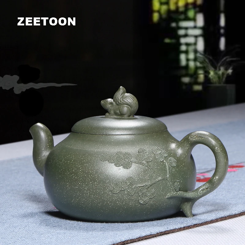 

290ml Authentic Yixing Teapot Master Handmade Squirrel Spring Pot Chinese Health Purple Clay Tea Maker Pot Zisha Tea set Teaware