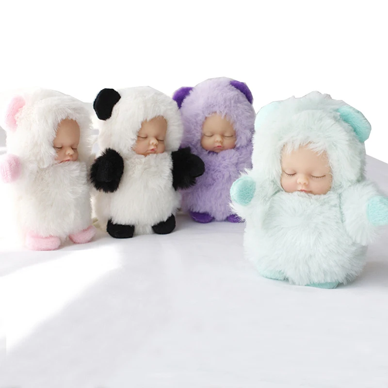 Sleeping Newborn Baby Dolls Silicone Lifelike Baby Toys Wearing Soft Rabbit Romp 