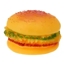 Dog Toy Funny Hamburger Shaped Sound Squeak Chew Toy For Small Large Dog Cat Food Grade Silicone Training Play Chewing yorkshire