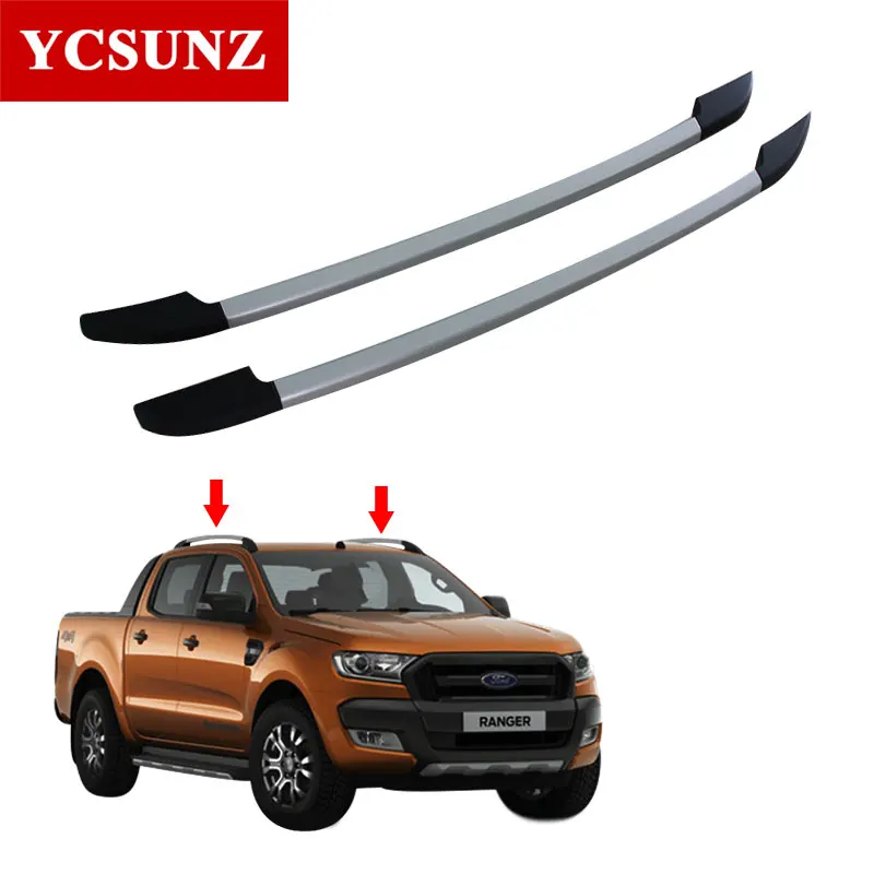 Черный рейлинги Rack Перевозчик бары для Ford Ranger WILDTRACK 2012 2013 T6 T7 кабина с двумя рядами - Цвет: sliver(3M)