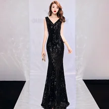 Women Wedding Sexy Party Dress Female Sequined Trumpet Evening Elegant Bodycon Dresses Womens Club Wear Long Clothes Vestidos