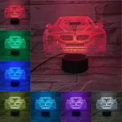 Детская игрушка гоночный спортивный автомобиль 3D лампа ночник светодиодный светильник многоцветный праздник рождественские подарки для