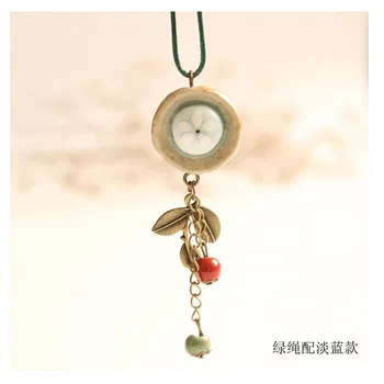 

Ceramic Jewelry Hand-made Origin Sen Female Style Compendium Long Necklace Green and Blue toys for children gift