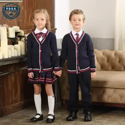 Детская школьная Униформа 3 шт. брюки Свитера рубашка школьная одежда для девочек британский стиль детский сад костюм первичной класса