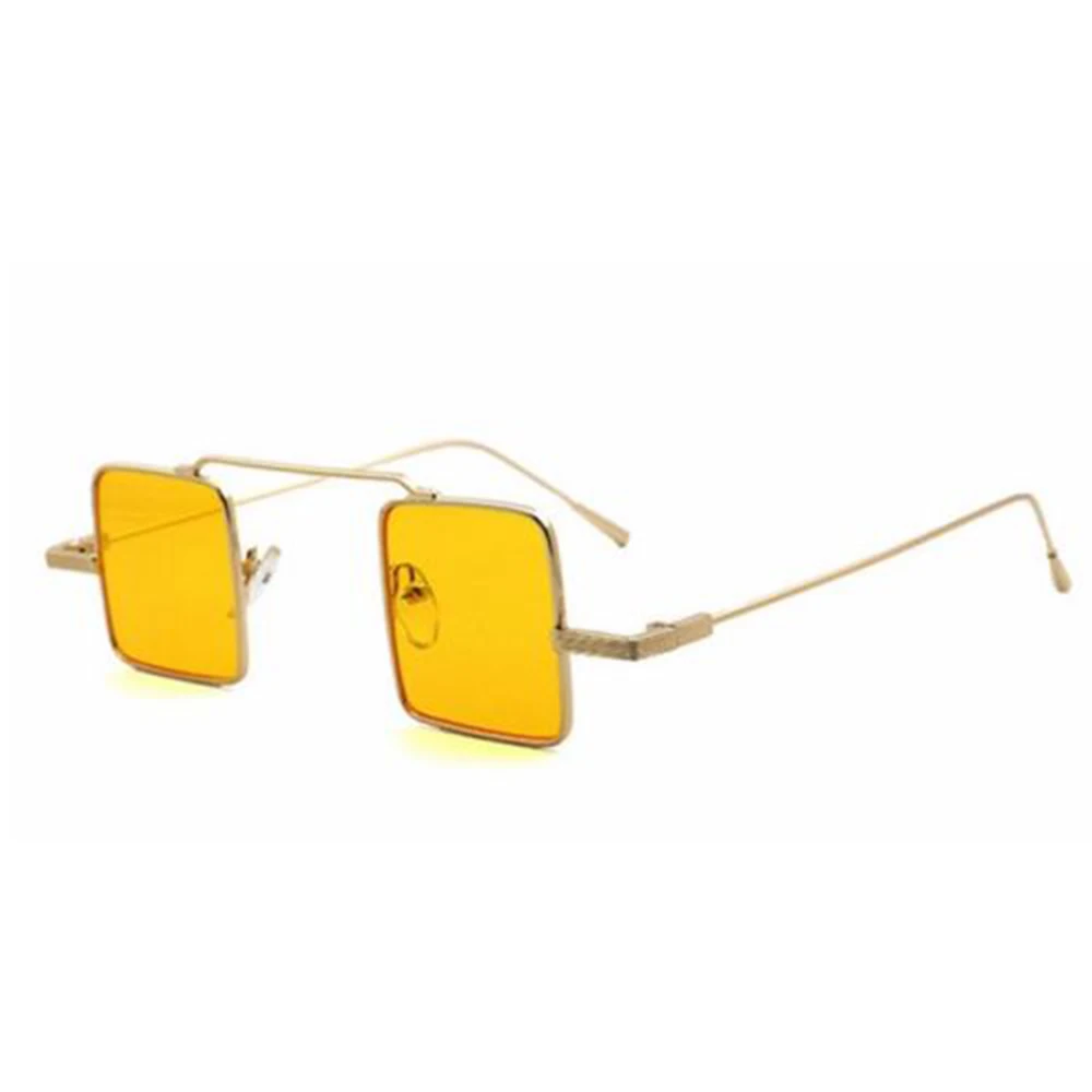 Женские и мужские винтажные прямоугольные солнцезащитные очки в металлической оправе, солнцезащитные очки, автомобильные аксессуары для водителя - Название цвета: Цвет: желтый