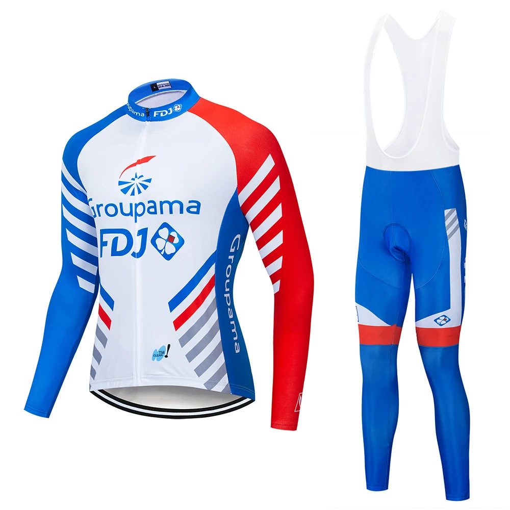 pro team groupama FDJ велосипедная футболка с длинным рукавом Ropa Ciclismo быстросохнущая одежда для горного велосипеда 9D гелевая подкладка наборы