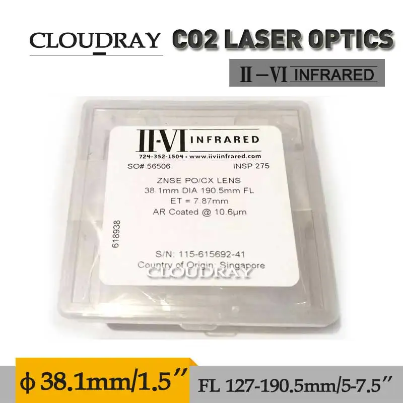

Cloudray II-VI ZnSe Laser Lens DIameter 38.1mm Co2 Laser Focal Lens 38.1mm 1.5" 127mm 5" 190.05mm 7.5" For Co2 Laser Engraving