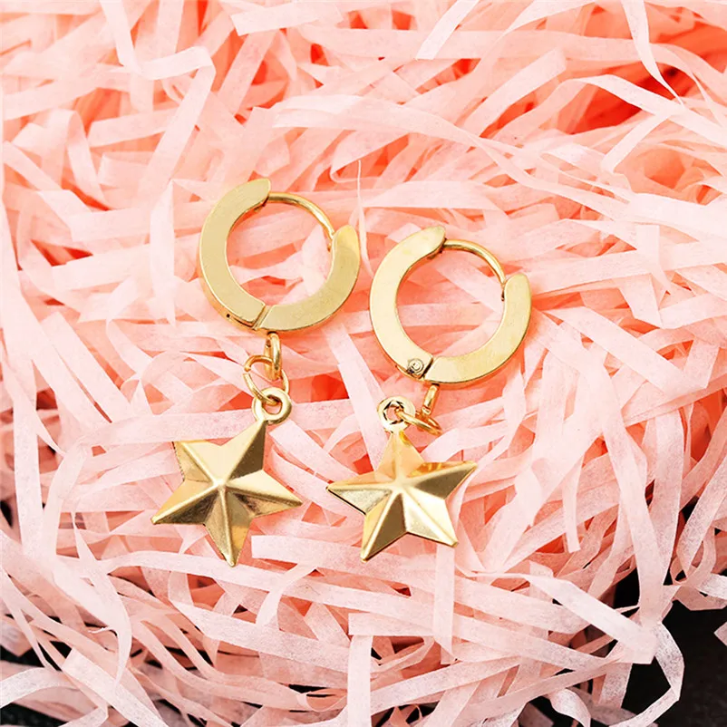 2018 Trendy Earrings for women Dangle earrings Stainless Steel Earrings Golden Moon Pendant Earrings Jewelry Brincos J19#N (1)