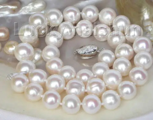 

Natural 12mm white freshwater pearls necklace 925 silver clasp j7681^^^@^Noble style Natural Fine jewe SHIPPING (C0309)
