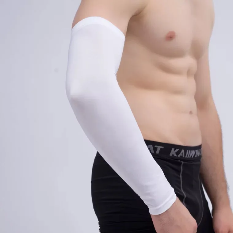 Дышащие быстросохнущие УФ-защитные рукава для бега, баскетбольные Налокотники - Цвет: White