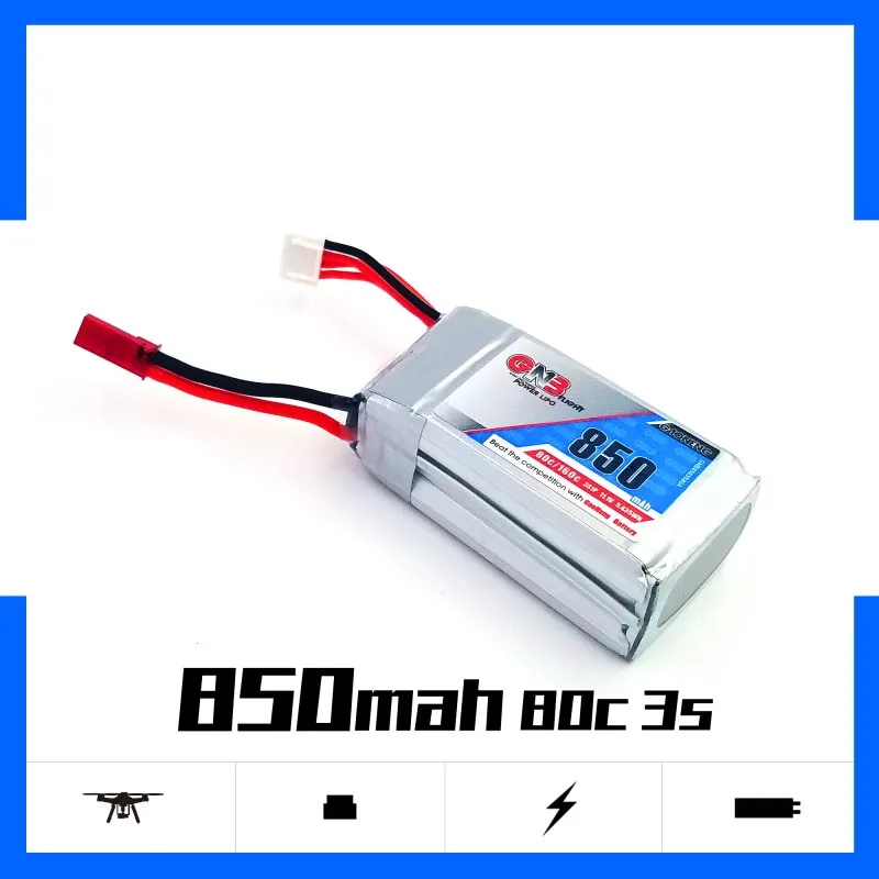 

2PCS Gaoneng 850mAh 3S 11.1V 80C/160C Lipo battery JST Plug XT30 XT60 Connector for FPV Racing Drone 180CFX 3D Quadcopter Helis
