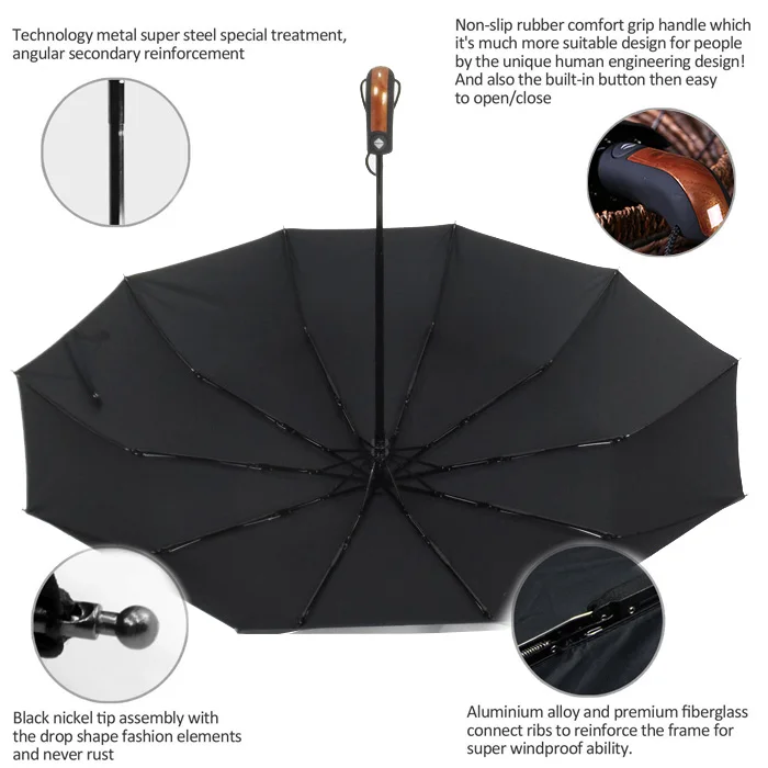 Ветрозащитный складной Автоматический Зонт мужской Авто роскошный большой Ветрозащитный зонты для мужчин дождь Paraguas 10K