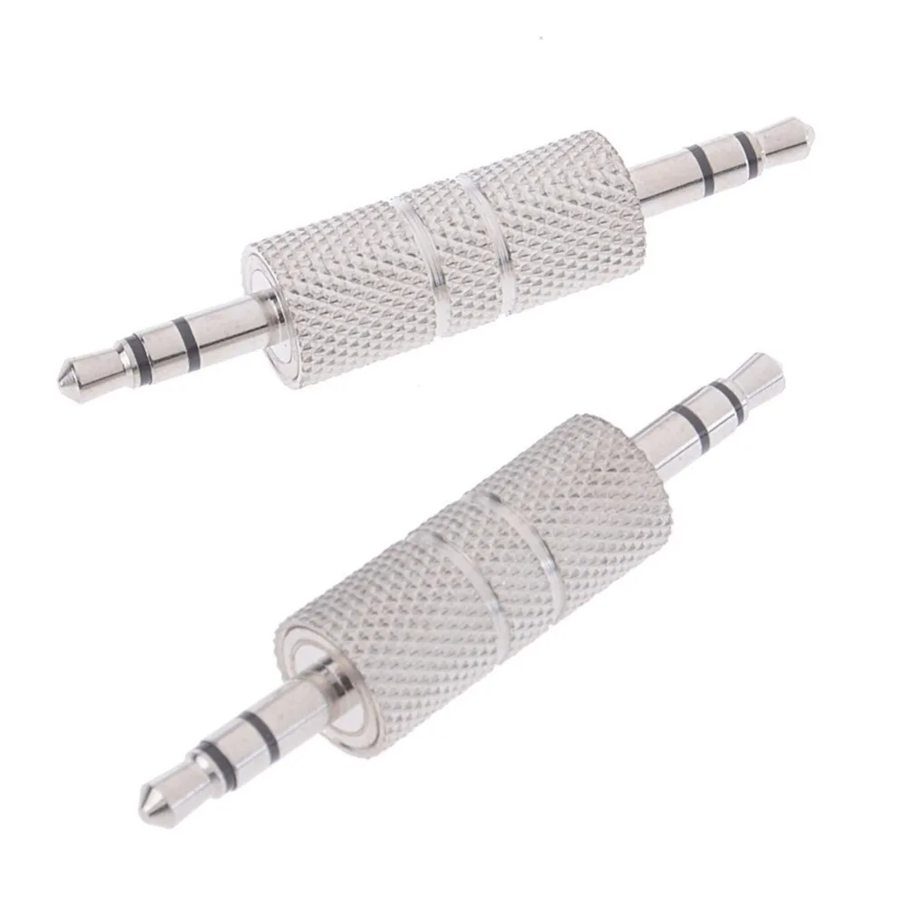 20pcs brass Stereo Audio 3 5mm Male to Male Headphone Adapter Jack Coupler Straight Connector Sliver