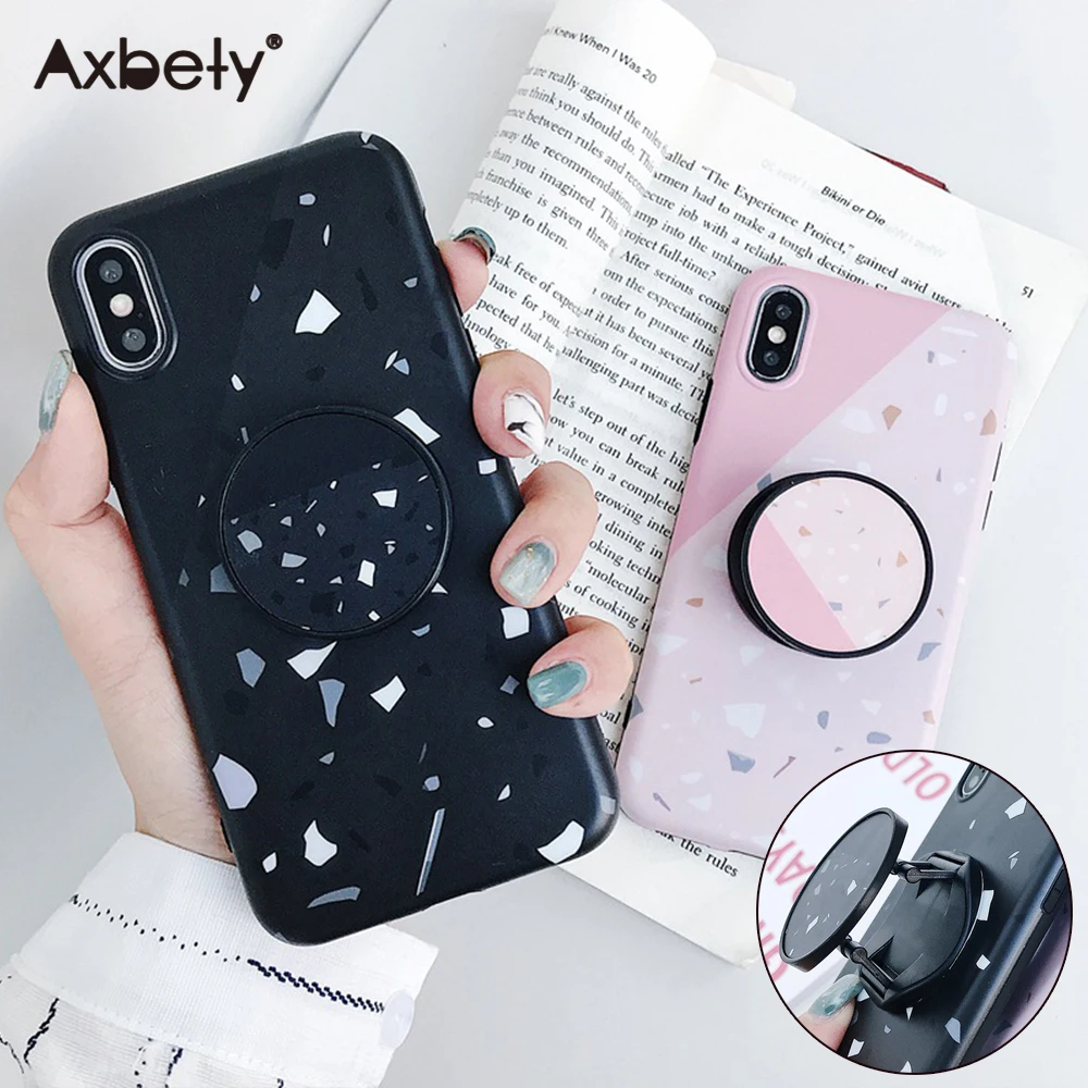 

For iPhone XR 11 Pro X XS Max Case Luxury Marble Splice Foldable Kickstand Holder Cover For iPhone 7 6 6s 8 Plus Soft TPU Coque
