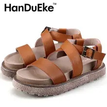 Handueke 2017 Обувь женщина плюс Size35-43 на незаметном каблуке сандалии-гладиаторы Женщины повязки Вьетнамки толстая подошва Босоножки на платформе