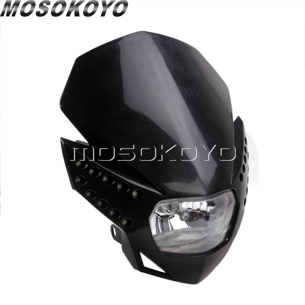 Универсальные внедорожные фары для мотокросса w/Светодиодный светильник сигнала поворота для Honda KTM Yamaha XT660 WR250 WR125 XT125 DT50 YZ XT BS2 - Цвет: black