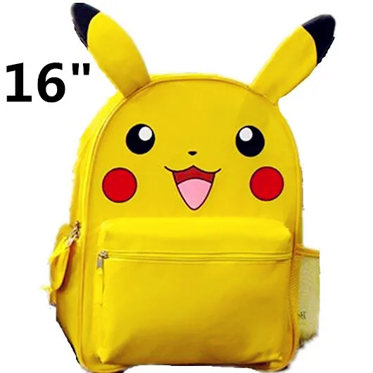 

Pokemon Pocket Monster Pikachu Backpack 2 Size Student School Shoulder Bag Cute with Ears Rucksack Satchel Gift for Children