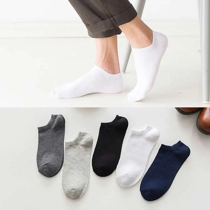 

2 Pairs/Lot Summer New Cotton Men Socks Short Tube Casual Wild Seamless Socks Sox Solid Color Striped No Show Men Boat Socks