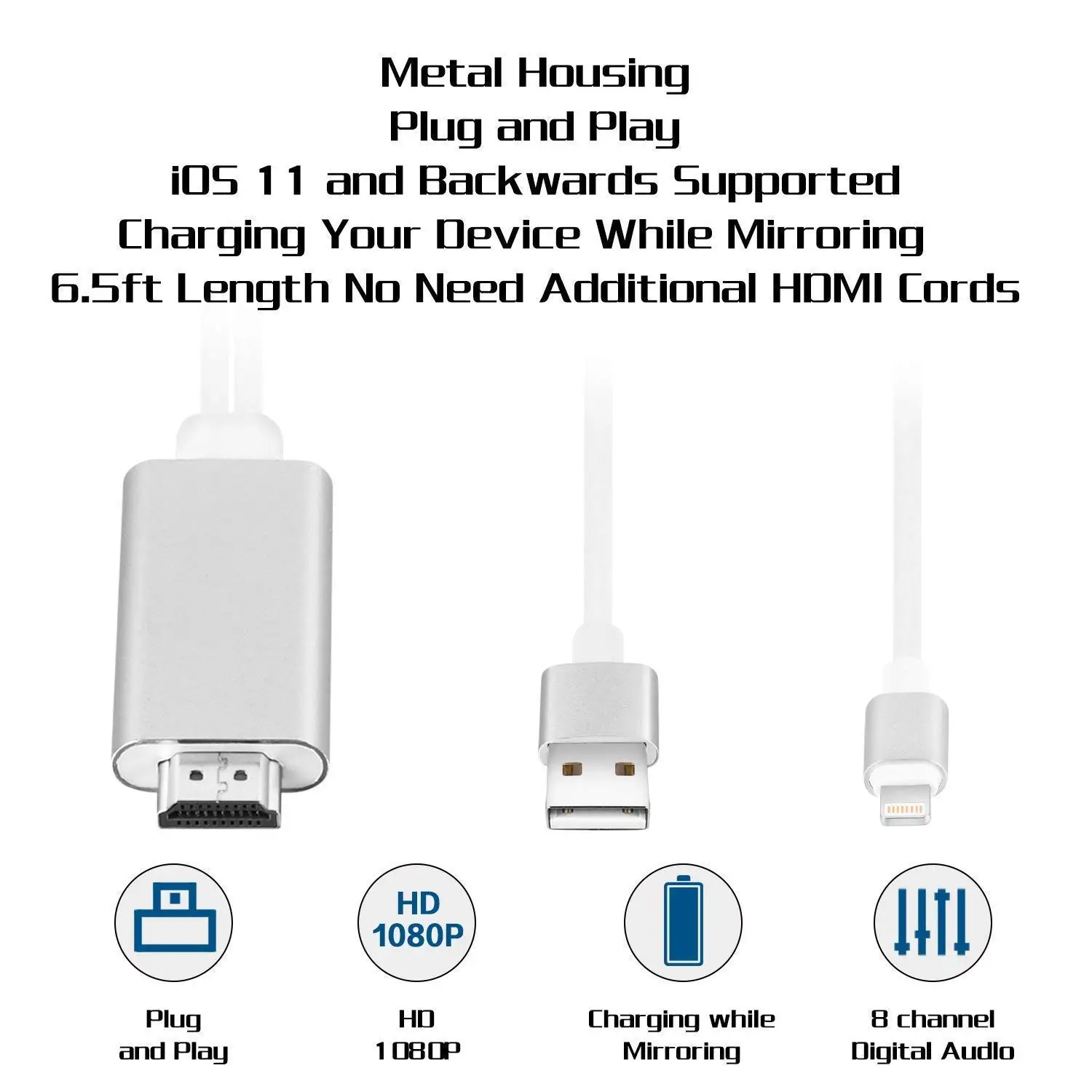 8Pin IPhone IPad к HDMI Цифровой AV адаптер 1080 p телевизионный HD кабель для IPhone Xs Max XR R 8 7 6s Plus, 6, iPad к телевизору Проектор Монитор