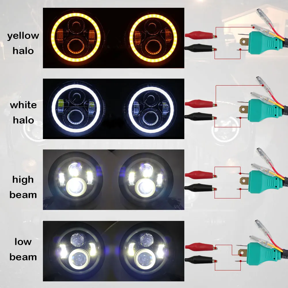2pcs 7 Inch Led Driving Light Round LED Headlights Halo Angle Eyes LED Car Headlight Kit H4 H13 Auto for Jeep Wrangler laza 2pcs 7 Inch Led Driving Light Round LED Headlights Halo Angle Eyes LED Car Headlight Kit H4 H13 Auto for Jeep Wrangler laza