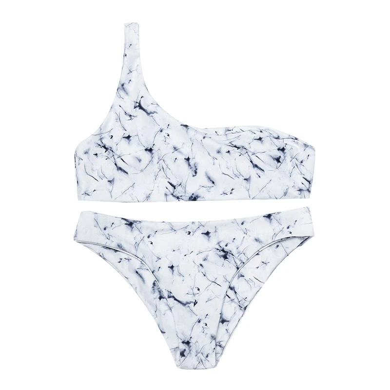 

Marble Bikini One Shoulder Double Sided High-End Split Swimsuit Beachwear