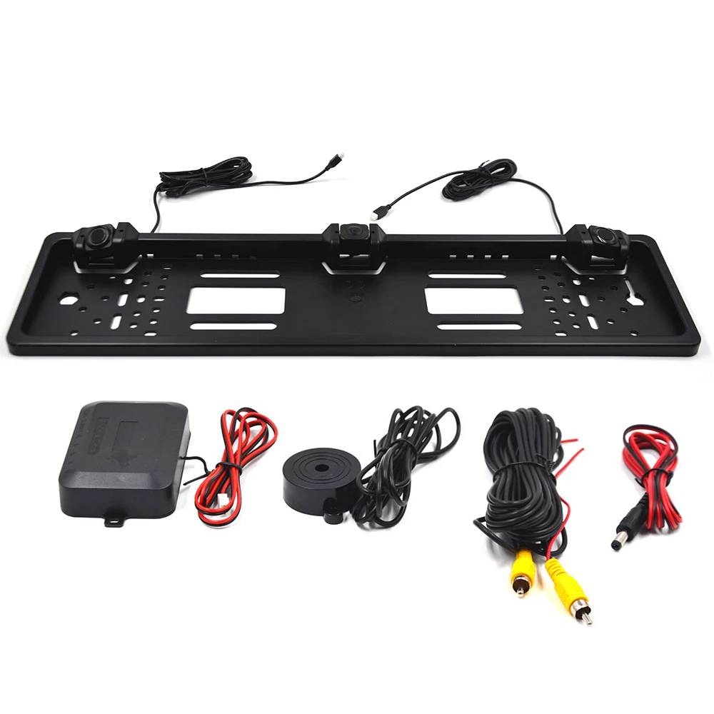 

European License Plate Frame Backup Camera Rear View Camera with Reversing Radar System Parking Sensor Car Styling