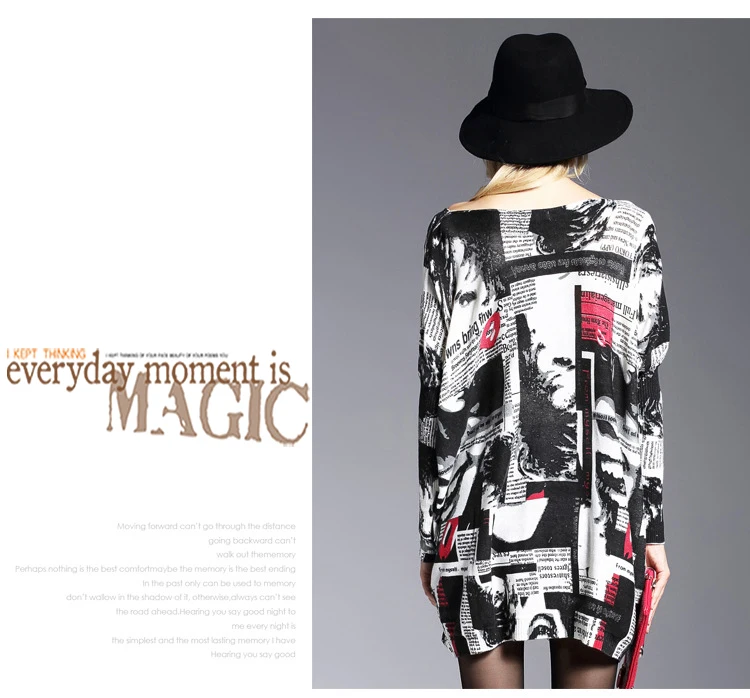 Spring and Autumn European and American fashion new women long-sleeved printing pullover long sweater shirt (10)