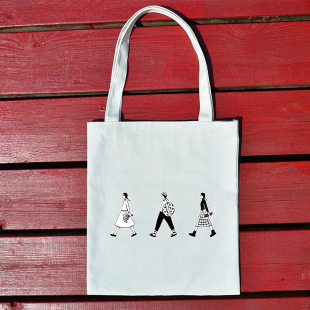 6 стилей, женские холщовые сумки для покупок, Мультяшные эко многоразовые сумки на одно плечо для девочек, повседневные сумки, школьные сумки, белые, черные