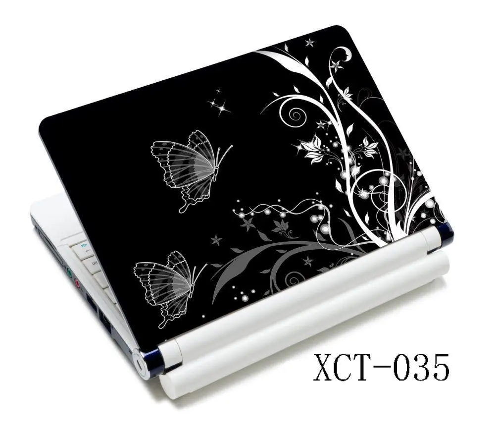 Белый черный Бабочка Цветы 15.6 Универсальный ноутбук кожного покрова Стикеры наклейка для HP Acer Dell Asus Apple Sony