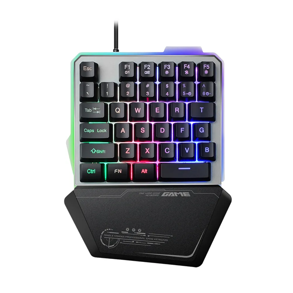 Подсветка с подсветкой, игровая клавиатура с одной рукой, Роботизированный фонарь, клавиатура с одной рукой, чтобы есть куриный артефакт, металлический пол - Цвет: Черный