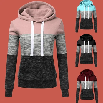 Color Block Hoodie Contrast Color Drawstring Hoodie Poleron Mujer 2019 Patchwork Clothes Raglan Sleeve Sweatshirt Hoodie Women contrast sleeve tape detail sweatshirt dress