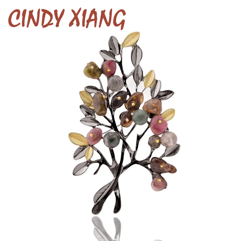 سيندي شيانغ خمر حجر شجرة دبابيس للنساء كبيرة أنيقة فستان بتصميم بدلة بروش دبوس مجوهرات الأزياء حزب اكسسوارات هدية