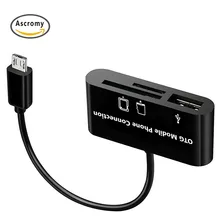 Ascromy 3 в 1 MicroUSB хост-адаптер OTG SD кард-ридер для samsung Galaxy S4 S2 S3 s6 S7 edge Note 2 Аксессуары для планшетных телефонов